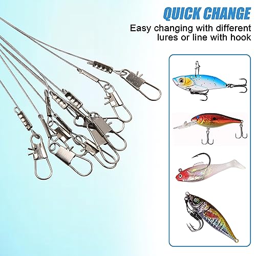 Fishing Leader Rigs Saltwater Freshwater Stainless Steel Wire Leader Fishing Rigs with Swivels Snaps Beads 1-3 Arms Saltwater Rig Wire Bottom rigs for Trolling Pier Surf Fishing Tackle - color: Silver-3 Arm-12pcs