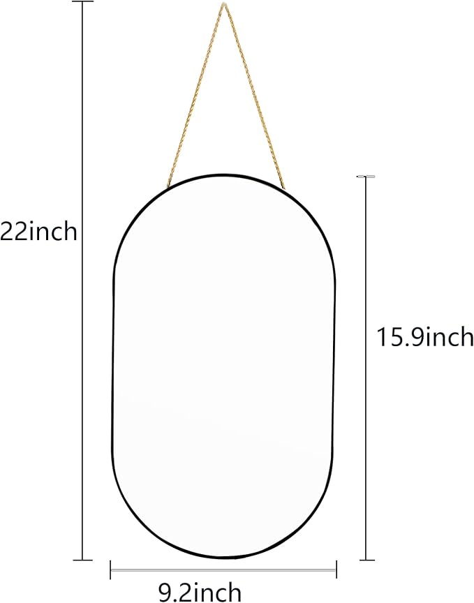 9.2x15.9 inch Black Mirror Oval, Wall Mirror Door Mirror PVC Plastic Frame