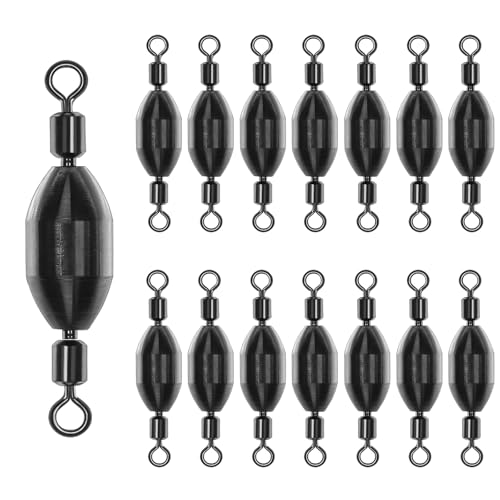 15Pcs Fishing Weights Swivel Bullet Sinkers Brass Fishing Weights | Saltwater Freshwater Bass Sinker Fishing Weights with Swivel Rolling - size: 3/32oz
