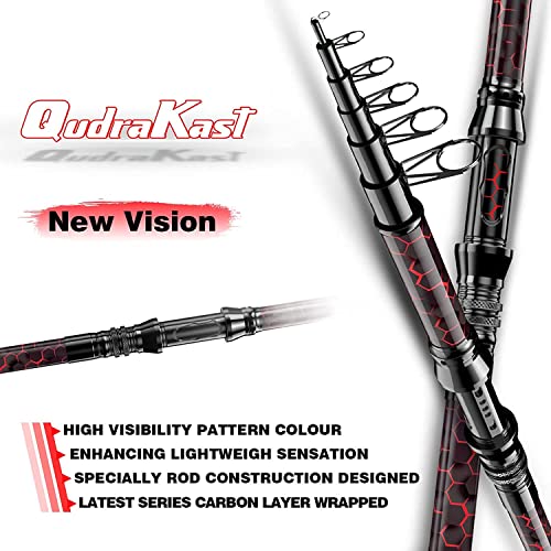 Fishing Rod and Reel Combos, Unique Design with X-Warping Painting, Carbon Fiber Telescopic Fishing Rod with Reel Combo Kit with Tackle Box, Best Gift for Fishing Beginner and Angler - color: Red, size: 3.0 m 9.84 ft (Kit)