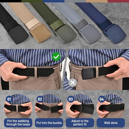 UNGGJKB Men's Tactical Belt, Nylon Casual Elastic Belt, Work Belt That Can Be Cut And Adjusted - color: Blue/Green/Black