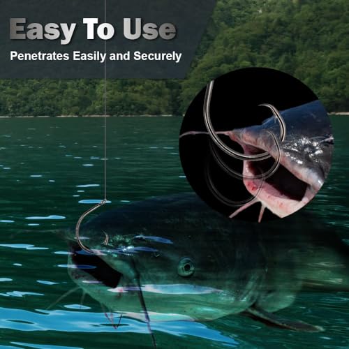 Reaction Tackle Circle Hooks - High Carbon Steel Fishing Hooks for Catfish, Bass and Saltwater Fishing - Sharp Offset Inline Point, Corrosion Resistant Black (25-Pack) - size: #10/0