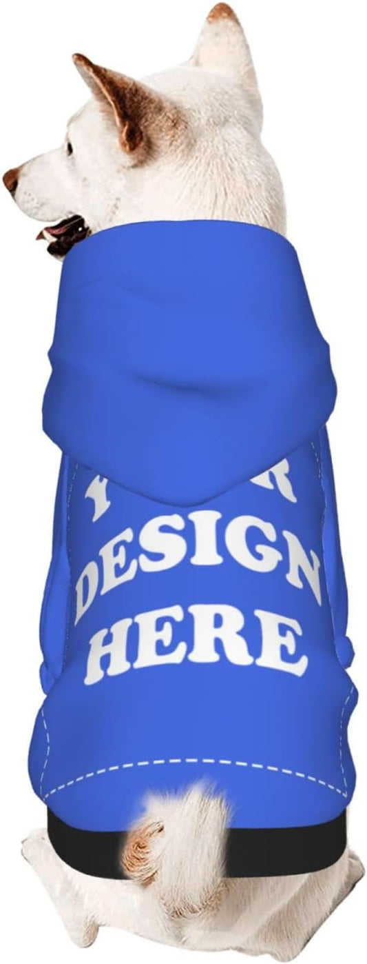 Dog Clothes, Custom Dog Hooded Sweatshirt, Personalized Pet Costume Robe Shirt with Text/Image/Club Name/Pet Shop Logo for Small Medium Large Dogs and Cats, RoyalBlue, S