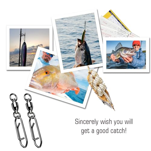 AMYSPORTS High Strength Snap Swivels Stainless Bearing Rolling Fishing Swivel Freshwater Snap Swivels Fishing Clip Steel Black Nickel - size: Size 2+M (67lb) 50 pcs