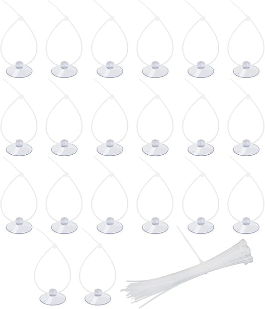 AQUANEAT 20 Pack Suction Cups with 40 Zip Ties for Aquarium Fish Tank Decoration Moss Shrimp Nest