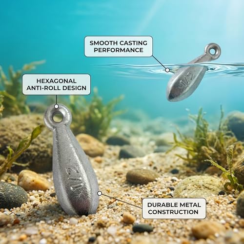 Bank Sinkers Fishing Weights, No-Roll Hexagonal, Surf & Catfish Saltwater - style: 1 Ounce-10pcs