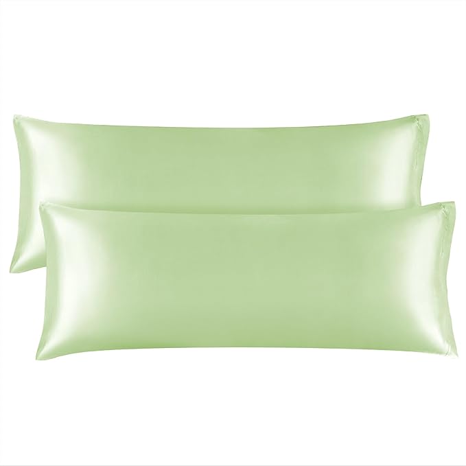 BEDELITE Satin Body Pillow Cover 2 Pack, Super Soft and Cooling Body Pillow Pillowcase for Hair and Skin, Breathable Silky Full Long Pillowcase Cover(20"x54", Gleam)