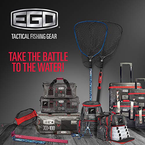 Ego S1 Slider Fishing Net, Ultimate Fishermen’s Tool Fixed Handle, Replaceable Head, Salt & Freshwater, 17x19 Inch Hoop - color: Red/Black, size: Rubber Coated Nylon Mesh