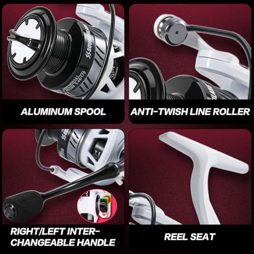 Sougayilang Surf Fishing Rod and Reel Combo, 4 Piece MH/H Saltwater Fishing Combo with 5000 Size Spinning Reel(12'/15') - color: gray, size: 10ft-Spinning-4Pc-Heavy