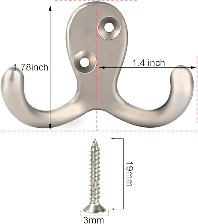 IBosins 28 Pack Heavy Duty Double Prong Coat Hooks Wall Mounted