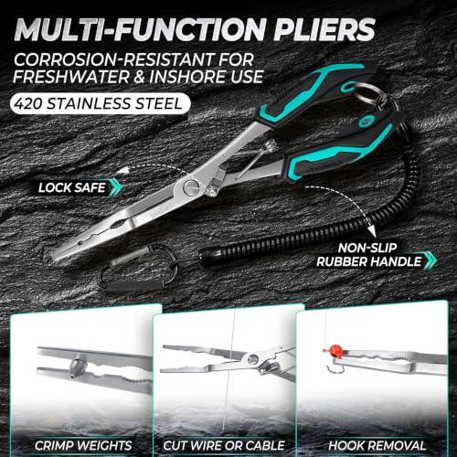 Jenseits Fishing Tool Kit, Fish Gripper, Fishing Pliers, Digital Fish Scale, Fillet Knife, Hook Remover & Fishing Accessories Set, Freshwater Saltwater Fishing Gear, Fishing Gifts for Men Angler - size: 6pcs (with scale)