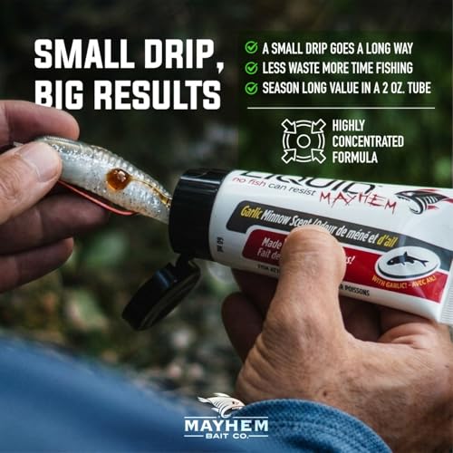 Liquid Mayhem Shad Fish Attractant Gel 60 ml / 2 oz · 60 Uses – Real Anchovy Bait & Aminos | UV-Enhanced Long-Lasting Gel – All Lure Types - size: 3-Pack