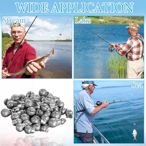 100Pcs Split Shot Fishing Weights Sinkers Open Mouth Design Weight | Large Capacity Removable Lead Assortment Clip On Fishing Accessories for Freshwater Saltwater - style: 1/16oz