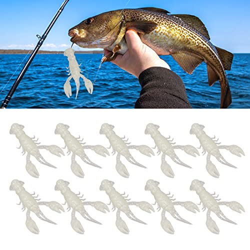 10PC Soft Fishing Lure Crawdad Bait Creature Baits Fishing Lure Set Bass Fishing Lures Soft Plastic Fishing Lures PVC Shrimp Artificial Soft Lure Baits Crawfish Bait Shrimp - color: Luminous