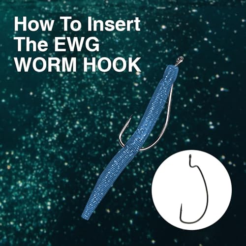 Reaction Tackle Offset EWG Worm Hooks - Super Strong Wide Gap Texas Rig Hooks for Soft Plastic Baits - High Carbon Steel Bass Fishing Hooks (25-Pack) - size: #4/0