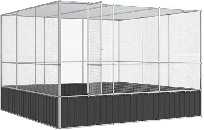 Outdoor Aviary Bird Cage, Galvanized Steel Outside Ample Activity Space Birdcage, 122.4"x120.9"x83.5", -261