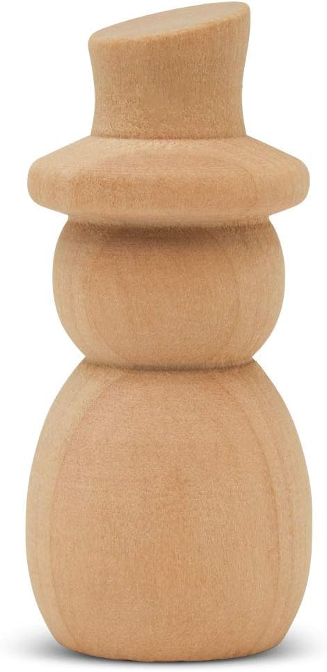 Snowman Peg Dolls 2-13/16 inch, Pack of 12 Wooden Peg Dolls for Christmas Crafting, Nativity Scenes, Holiday Decorations, by Woodpeckers