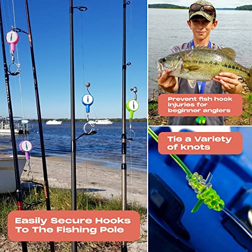 HOOK-EZE Fishing Knot Tying Tool | Protect from Fish Hooks | Tie Fishing Knots Easily | Cool Gadgets for Fishermen | Ice Fly Fishing | Fishing Accessories for Beginner Anglers | Nail Knot Tool - color: Pink, style: Standard