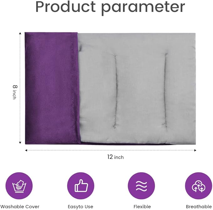 Heating Pad Microwavable with Washable Cover, 8 x 12 Multipurpose Microwave Heating Pad for Neck and Shoulders, Moist Heat Bean Bag Warm Compress for Knee, Muscles, Joints, Wrist (Dark Purple)
