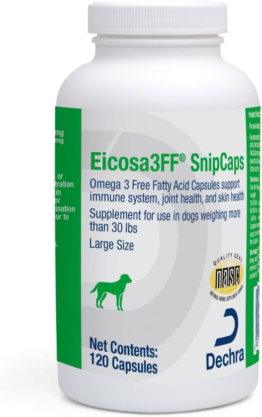 Eicosa3FF SnipCaps Omega 3 Free Fatty Acid Capsules for Dogs - Large, 120 ct