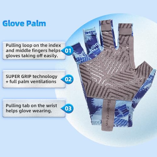 Seibertron S.P.S.G-2 UPF100+ Sun/UV Protection Fishing Adult & Youth Glove - color: blue, size: XL Youth