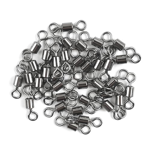 Barrel Swivels Fishing Tackle, 20/80pcs Heavy Duty Fishing Swivel Connector Stainless Steel Black Nickel Rolling Swivels Saltwater Freshwater 30-1322lb - size: 80pcs--8/0--551lb