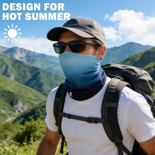 Summer Cooling Neck Gaiter UV 50+ Sun Protection Breathable Mesh Face Mask - color: 5pcs-solidblack