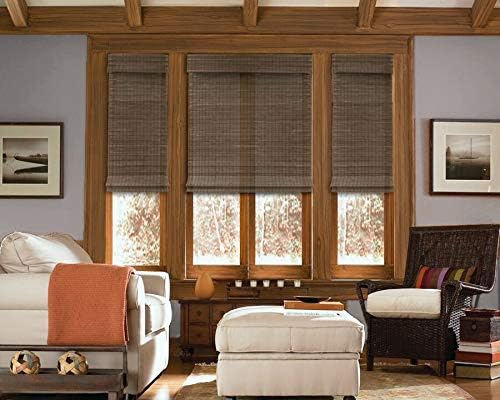 Cordless Woven Wood Roman Shades, 64W x 60H, Sarasota Cocoa, Sizes 20-72 Wide