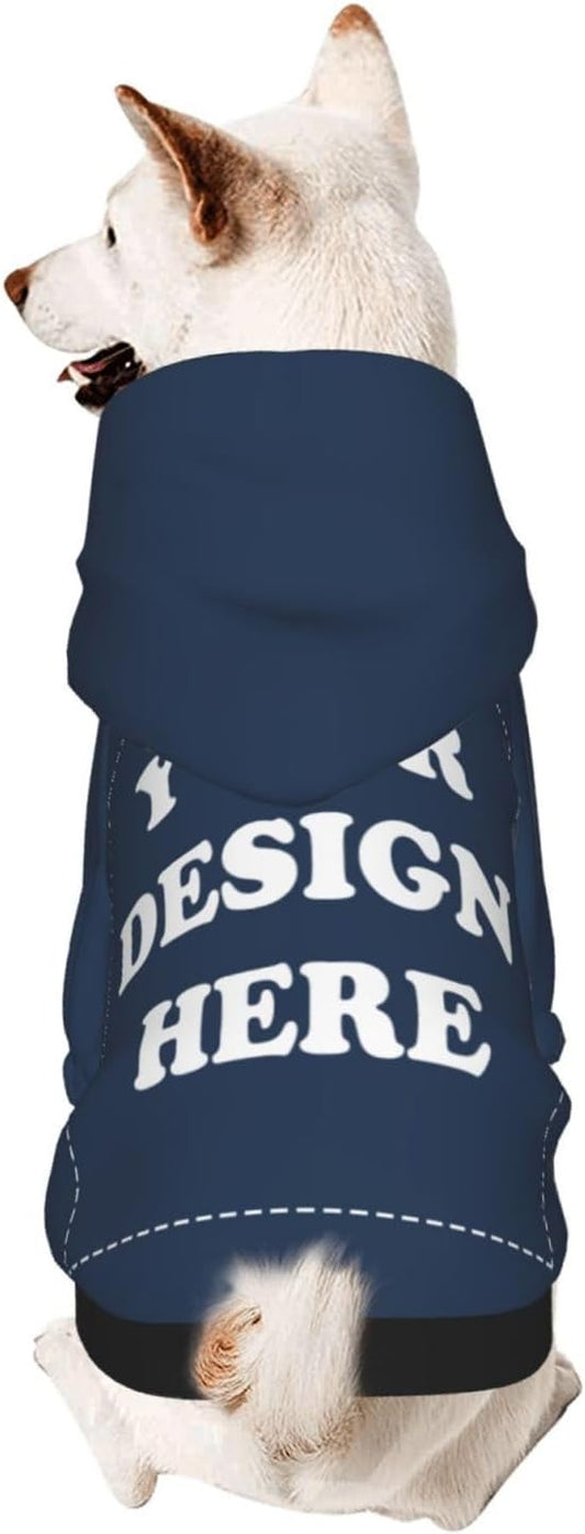 Dog Costume, Custom Dog Hoodie, Dog Name Costume Holiday Pet Pajamas Outfit, Personalized Pet Coat Costumes for Small Medium Large Dogs and Cats for Winter, Navy, XL