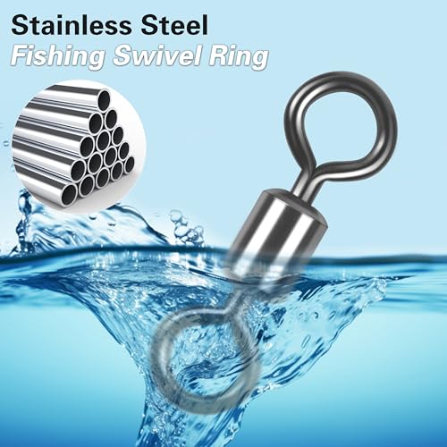 Barrel Swivels Fishing Tackle, 20/80pcs Heavy Duty Fishing Swivel Connector Stainless Steel Black Nickel Rolling Swivels Saltwater Freshwater 30-1322lb - size: 80pcs--4/0--260lb