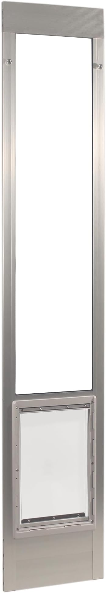 Ideal Pet Products Aluminum Pet Patio Door, Adjustable Height 77-5/8" to 80-3/8", 10-1/2" x 15" Flap Size, Mill/Silver