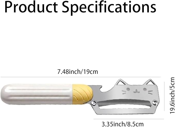 Multifunctional Vegetable Peeler, 2 in 1 Stainless Steel Peeler, Ultra-Sharp Stainless Steel Blade with Wooden Handle and Bottle Opener for Vegetables or Fruits, Kitchen Tool (Cute)