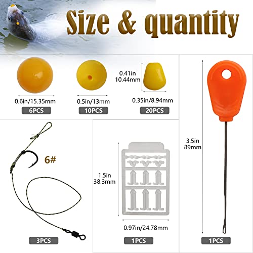 Dovesun Carp Fishing Hair Rigs Carp Fishing Equipment with Baits Hooks Accessories 41PCS/151PCS - color: Size#6-41PCS