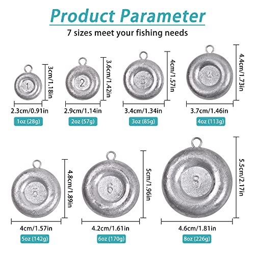 Disc Sinkers Fishing Weights Coin Weight Saltwater Fishing Weight sSinker Surf Fishing Inline Trolling Bottom Drifting Catfish Weight Sinker Fishing Tackle Gear 1oz 2oz 3oz 4oz 5oz 6oz 8oz - style: 6oz - 5pcs