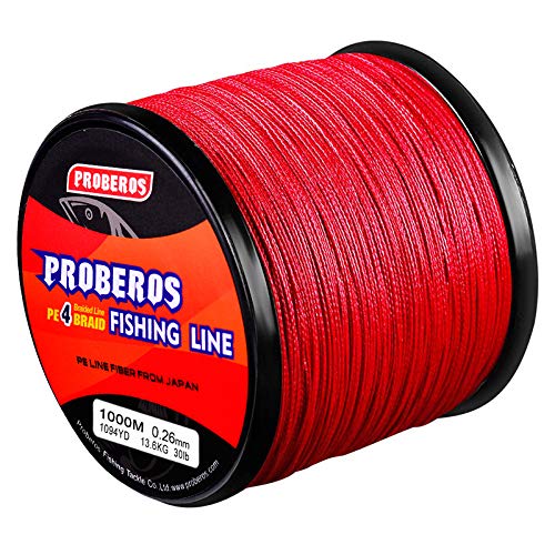Braided Fishing Line 4 Strands Stronger Multifilament PE Braid Wire for Saltwater 6LB-100LB 110yards 328yards 547yards Super Strong Superline - color: Red, size: 547Yds/8LB