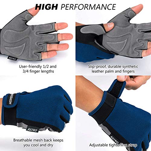 BASSDASH Astro Fishing Gloves Men’s Women’s Fingerless Gloves for Game Fishing Kayaking Paddling Sailing MTB - color: Navy Blue, size: Small