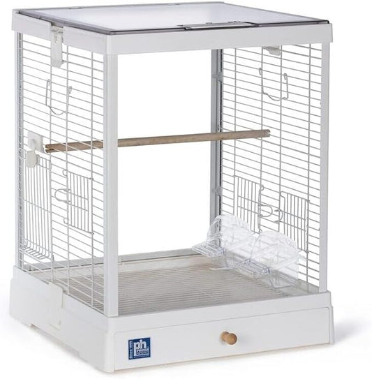 Earthy Elegance Charming Bird Cage with Elegant Design, Intricate Details, and Spacious Interior for Birds White/16 L x 15.75" W x 20" H