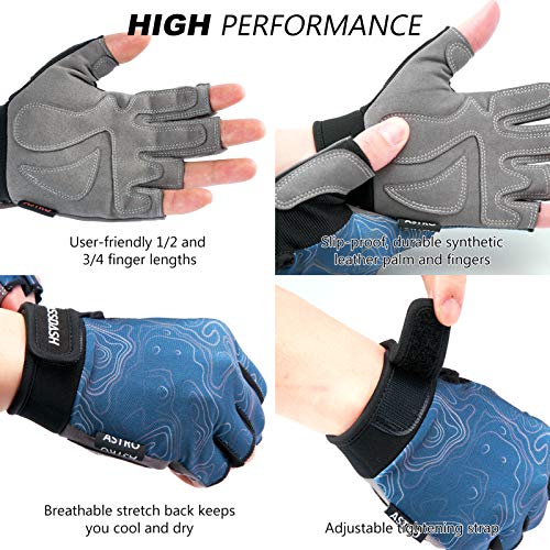 BASSDASH Astro Fishing Gloves Men’s Women’s Fingerless Gloves for Game Fishing Kayaking Paddling Sailing MTB - color: Contour, size: Large