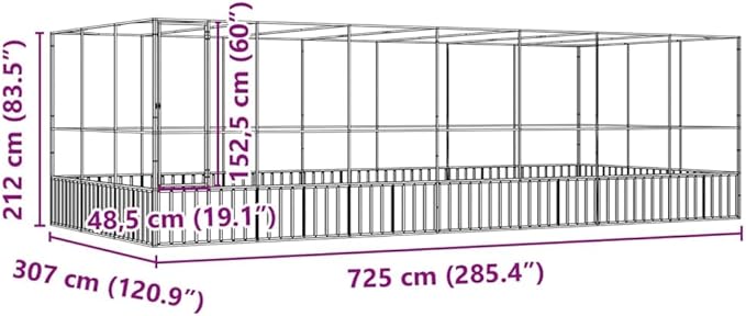 Steel Aviary with Extension, Large Flight King Bird Cage for Cockatiels African Grey Quaker Amazon Sun Parakeets Green Cheek Conures Pigeons Parrot Bird Cage, 285.4"x120.9"x83.5",-116