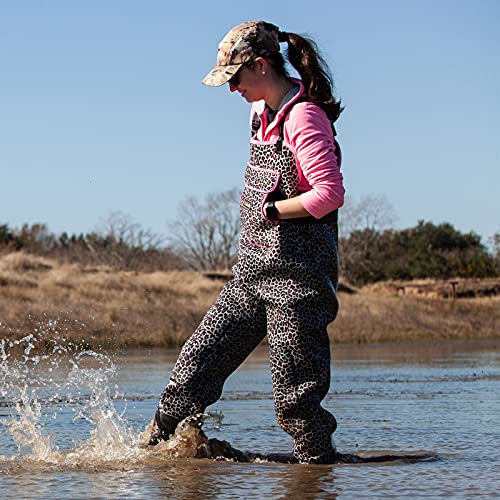 HISEA Women Waders Waterproof 400G Insulated Neoprene Chest Wader for Women - color: Pink Leopard, size: 9