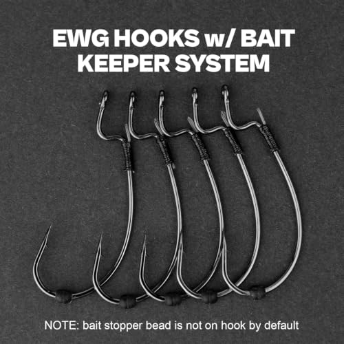 OJY&DOIIIY Offset EWG Worm Fishing Hook, Dual Anti-Slip Bait Keeper System Wide Gap Texas Rig Hook for Soft Plastic Baits 40/30-Pack 1/0 2/0 3/0 4/0 5/0 - size: 4/0 - 30Pack