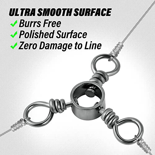 Dr.Fish 50 Pack 3 Way Swivel Fishing Tackle 30-220Lb Catfish Swivels Three Way Rigs Freshwater Saltwater Catfish Tackle - size: #1(83Lb)-50 Pack