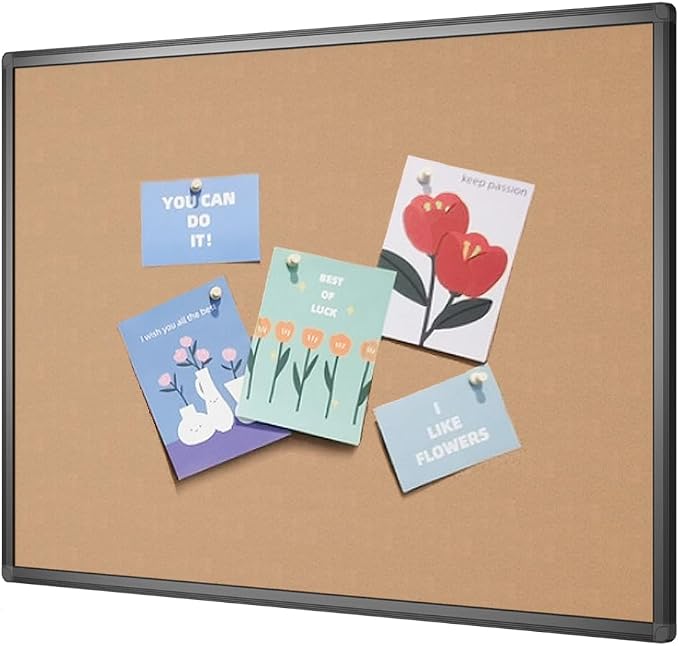 VIZ-PRO Cork Notice Board, 36 X 24 Inches, Cork Bulletin Board