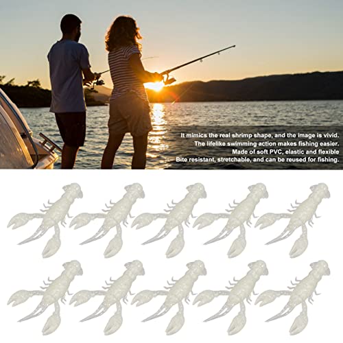 10PC Soft Fishing Lure Crawdad Bait Creature Baits Fishing Lure Set Bass Fishing Lures Soft Plastic Fishing Lures PVC Shrimp Artificial Soft Lure Baits Crawfish Bait Shrimp - color: Luminous