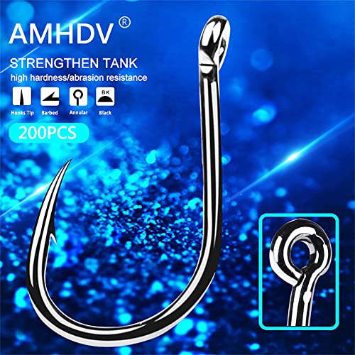 AMHDV 200pcs/pack Circle Fishing Hooks Super Strong Octopus Barb Fishing Hook for Freshwater Saltwater - size: 200pcs-10#