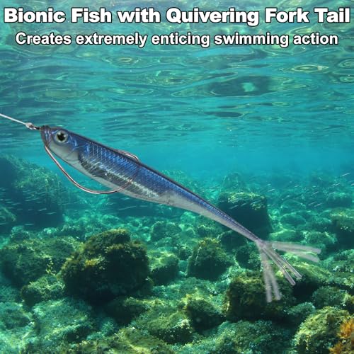 Dr.Fish Soft Plastic Baits, Fork Tail Soft Jerkbait Minnow Lures, 3 to 4-3/4 Inches Soft Swimbaits Jerk Shad Baits Crappie Bass Fishing Lures - color: Brown, size: 4"-5 Pack