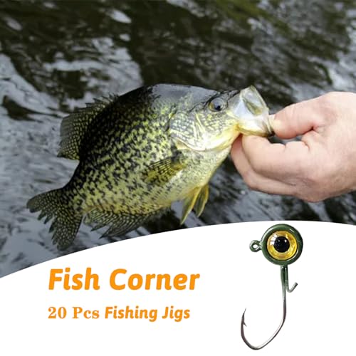 Crappie Jigs,20Pcs Crappie Jig Heads Fishing Jigs for Bass Fishing 1/32oz,1/16oz,1/8oz - color: Pumpkin-green, size: 1/8oz