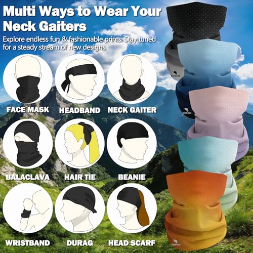 Summer Cooling Neck Gaiter UV 50+ Sun Protection Breathable Mesh Face Mask - color: 5pcs-fish