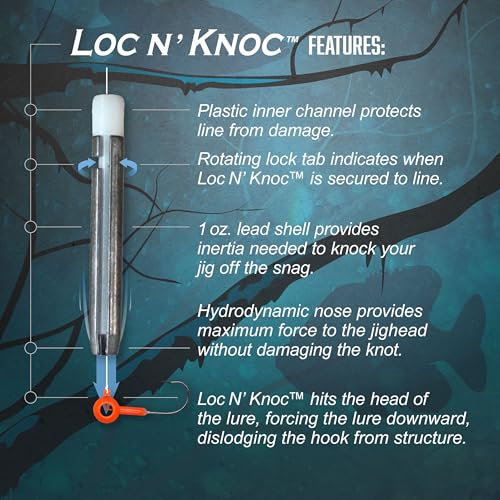 Loc N Knoc Fishing Lure Retriever Tool for Fishing Lures and Baits, Easily Frees Any Snagged Lure, Pack of 3