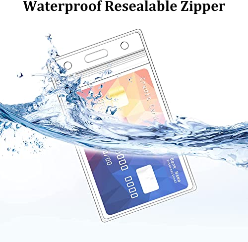 5 Pcs Thick ID Card Name Badge Holder Heavy Duty Waterproof Clear Plastic PVC Vertical Sleeve Pocket Resealable(Vertical,) - color: Vertical, size: 5 Pcs